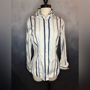 Express Design Studio Striped Button-Down Shirt - Size 10 (Classic Fit)